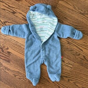 Magnetic Me Blue Plush Footed One-Piece with Hood and Ears